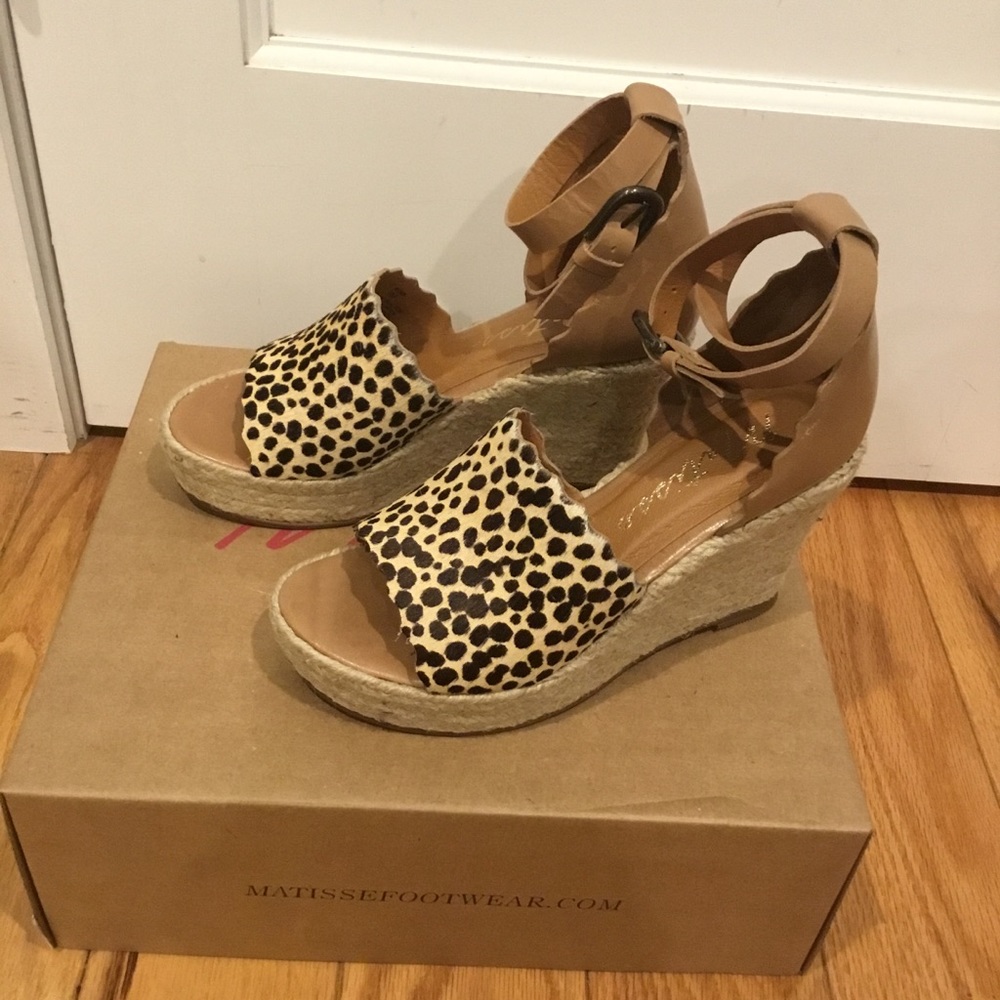 NEW Matisse Roma Espadrille Wedge Cheetah Print